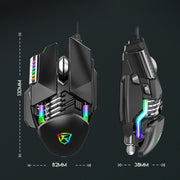 Taijia P3 Mouse cablato regolabile con illuminazione RGB a 6 tasti, Black, White