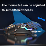 Taijia P3 Mouse cablato regolabile con illuminazione RGB a 6 tasti, Black, White