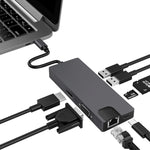 Docking station 8 in 1 da tipo C a HDMI + VAG Gigabit RJ45 + USB 3.0