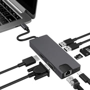 Docking station 8 in 1 da tipo C a HDMI + VAG Gigabit RJ45 + USB 3.0