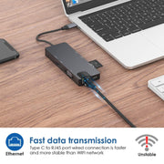 Docking station 8 in 1 da tipo C a HDMI + VAG Gigabit RJ45 + USB 3.0