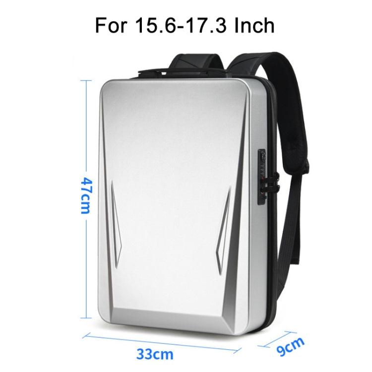 Zaino per computer da gioco per PC da uomo con guscio rigido per 15,6-17,3 pollici, Black, Silver