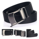AWMN Cintura sdentata con fibbia automatica da uomo in nylon, lunghezza:, 120cm
