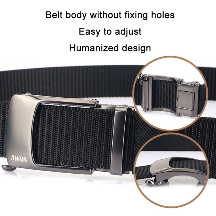 AWMN Cintura sdentata con fibbia automatica da uomo in nylon, lunghezza:, 120cm