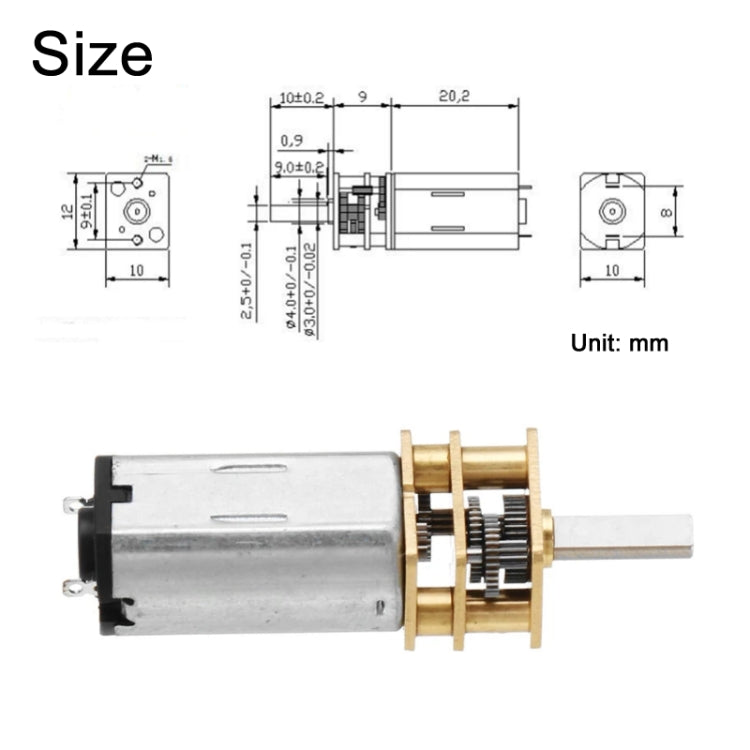 Micro motoriduttore DC 12V 100 RPM con albero 3 mm