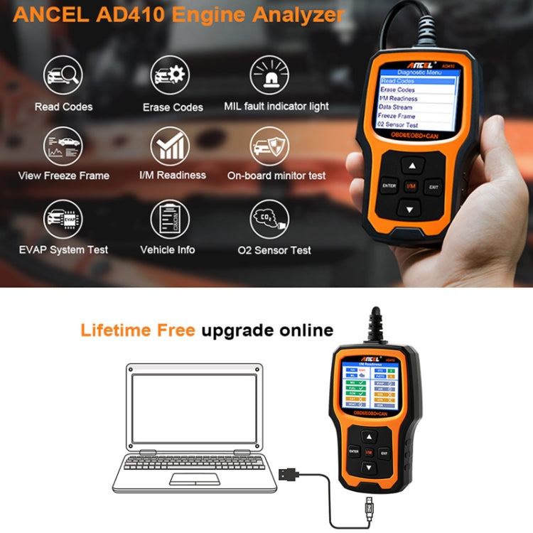 Scanner diagnostico automatico universale per auto ANCEL AD410 OBD2, ANCEL AD410