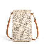 Borsa da spiaggia estiva da donna Borsa monospalla per cellulare Borsa portamonete in paglia, Beige, Cream, Beige Magnetic Buckle, Cream Magnetic Buckle