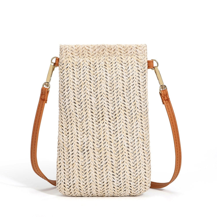Borsa da spiaggia estiva da donna Borsa monospalla per cellulare Borsa portamonete in paglia, Beige, Cream, Beige Magnetic Buckle, Cream Magnetic Buckle