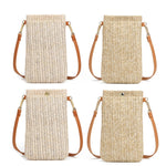Borsa da spiaggia estiva da donna Borsa monospalla per cellulare Borsa portamonete in paglia, Beige, Cream, Beige Magnetic Buckle, Cream Magnetic Buckle
