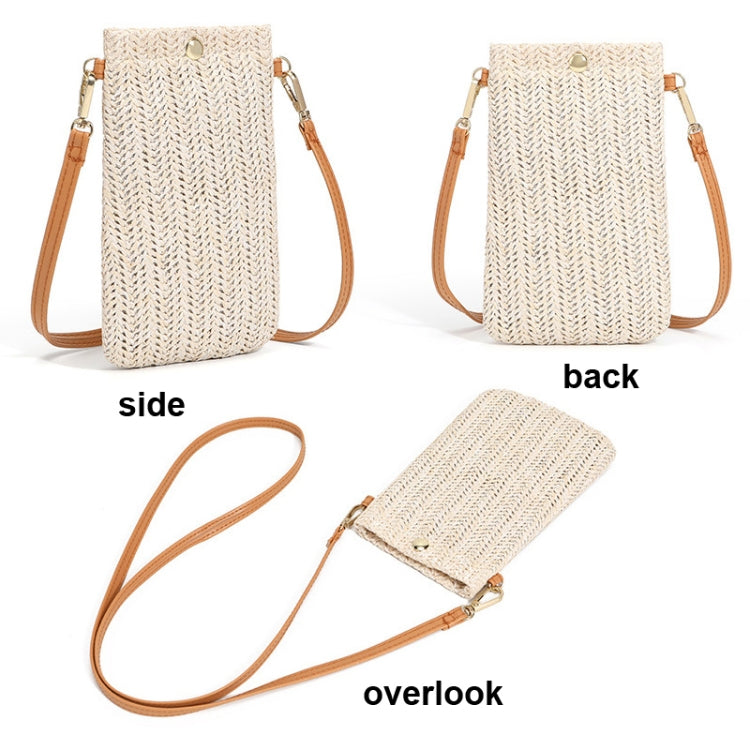 Borsa da spiaggia estiva da donna Borsa monospalla per cellulare Borsa portamonete in paglia, Beige, Cream, Beige Magnetic Buckle, Cream Magnetic Buckle