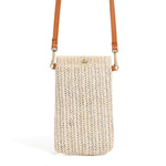 Borsa da spiaggia estiva da donna Borsa monospalla per cellulare Borsa portamonete in paglia, Beige, Cream, Beige Magnetic Buckle, Cream Magnetic Buckle