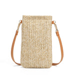 Borsa da spiaggia estiva da donna Borsa monospalla per cellulare Borsa portamonete in paglia, Beige, Cream, Beige Magnetic Buckle, Cream Magnetic Buckle