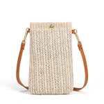 Borsa da spiaggia estiva da donna Borsa monospalla per cellulare Borsa portamonete in paglia, Beige, Cream, Beige Magnetic Buckle, Cream Magnetic Buckle