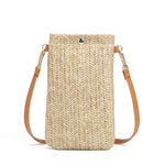 Borsa da spiaggia estiva da donna Borsa monospalla per cellulare Borsa portamonete in paglia, Beige, Cream, Beige Magnetic Buckle, Cream Magnetic Buckle