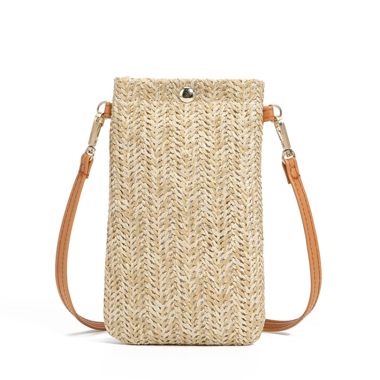 Borsa da spiaggia estiva da donna Borsa monospalla per cellulare Borsa portamonete in paglia, Beige, Cream, Beige Magnetic Buckle, Cream Magnetic Buckle