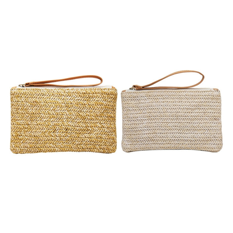 Borsa da spiaggia estiva da donna con pochette in paglia, Beige, Cream, Large Beige With Zipper Bag, Large Cream With Zipper Bag