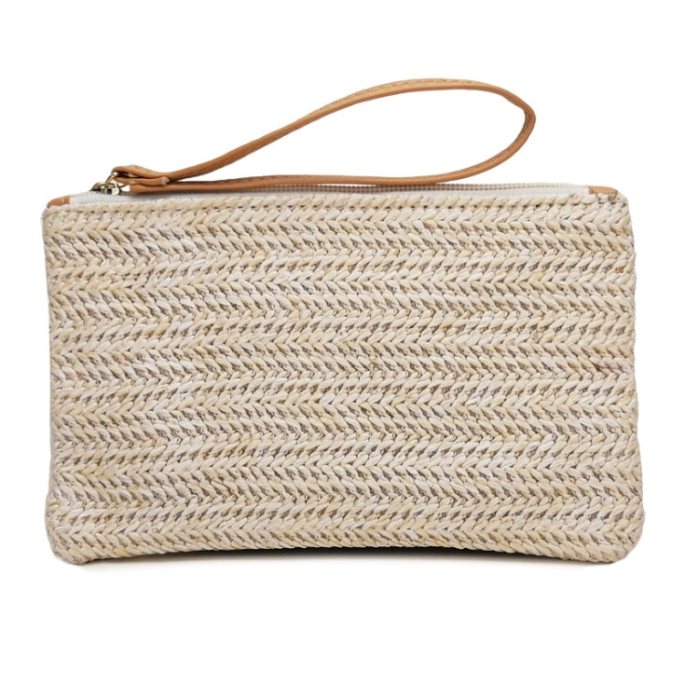 Borsa da spiaggia estiva da donna con pochette in paglia, Beige, Cream, Large Beige With Zipper Bag, Large Cream With Zipper Bag