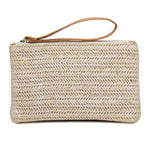 Borsa da spiaggia estiva da donna con pochette in paglia, Beige, Cream, Large Beige With Zipper Bag, Large Cream With Zipper Bag