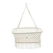Amaca sospesa da giardino per bambini in cotone bianco Culle per bambini Corda intrecciata in cotone Altalena Sedia da giardino Biancheria da letto per bambini Cura del bambino 90 * 87 * 57 cm, 90x87x57cm