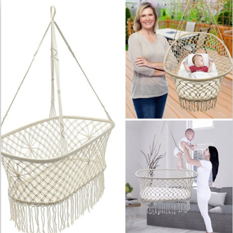 Amaca sospesa da giardino per bambini in cotone bianco