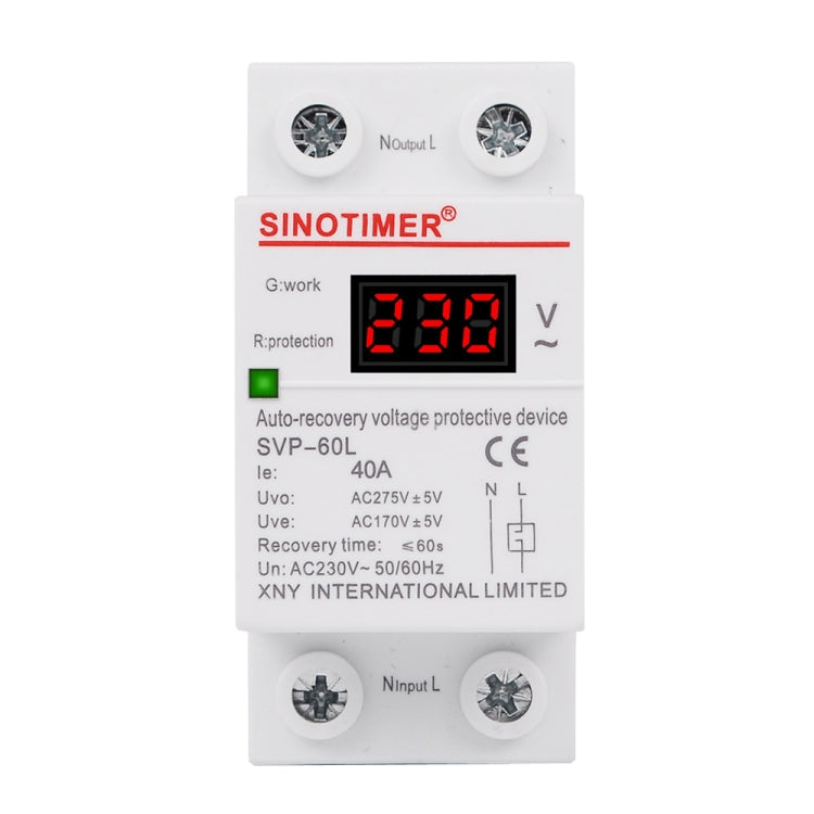 SINOTIMER 220V LED Digital Display Ritardo Ripristino automatico Protezione da sottotensione, SVP-60L