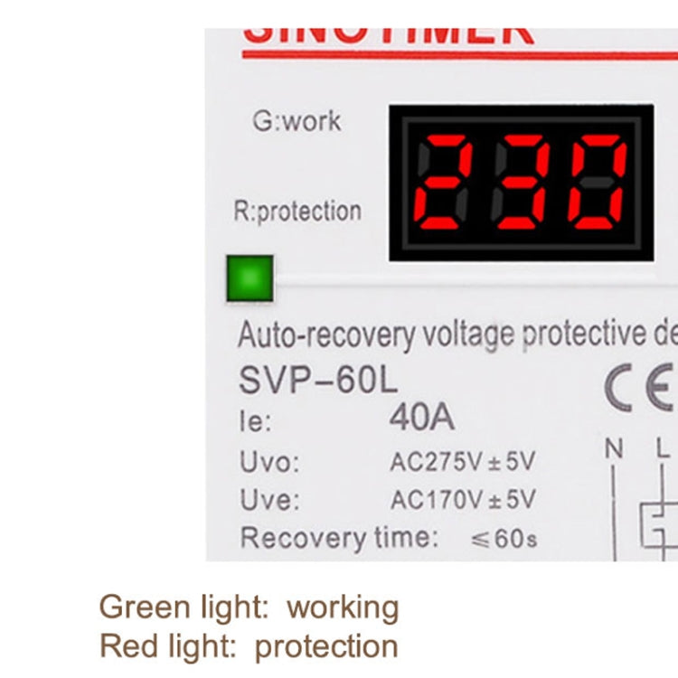 SINOTIMER 220V LED Digital Display Ritardo Ripristino automatico Protezione da sottotensione, SVP-60L