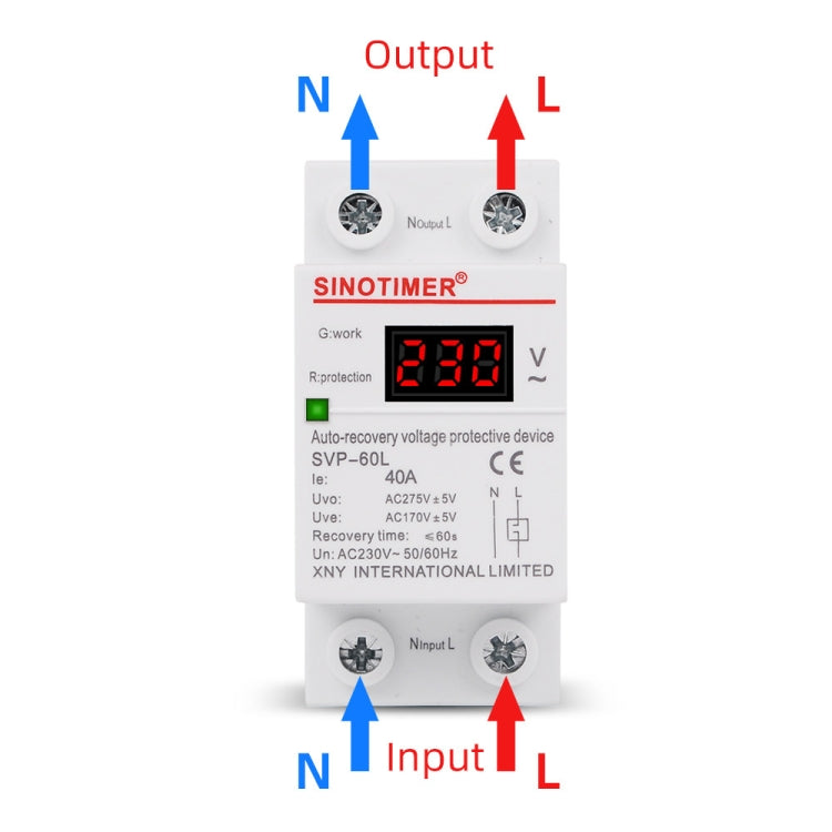 SINOTIMER 220V LED Digital Display Ritardo Ripristino automatico Protezione da sottotensione, SVP-60L