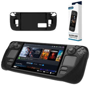 Custodia in silicone per console di gioco PGTECH con particelle antiscivolo per Steam Deck, Black