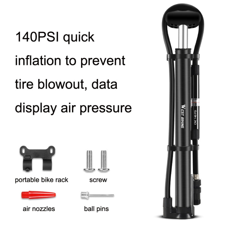 WEST BIKING YP0711122 Pompa portatile ad alta pressione per bicicletta, WEST BIKING YP0711122(Black), WEST BIKING YP0711122(Silver)