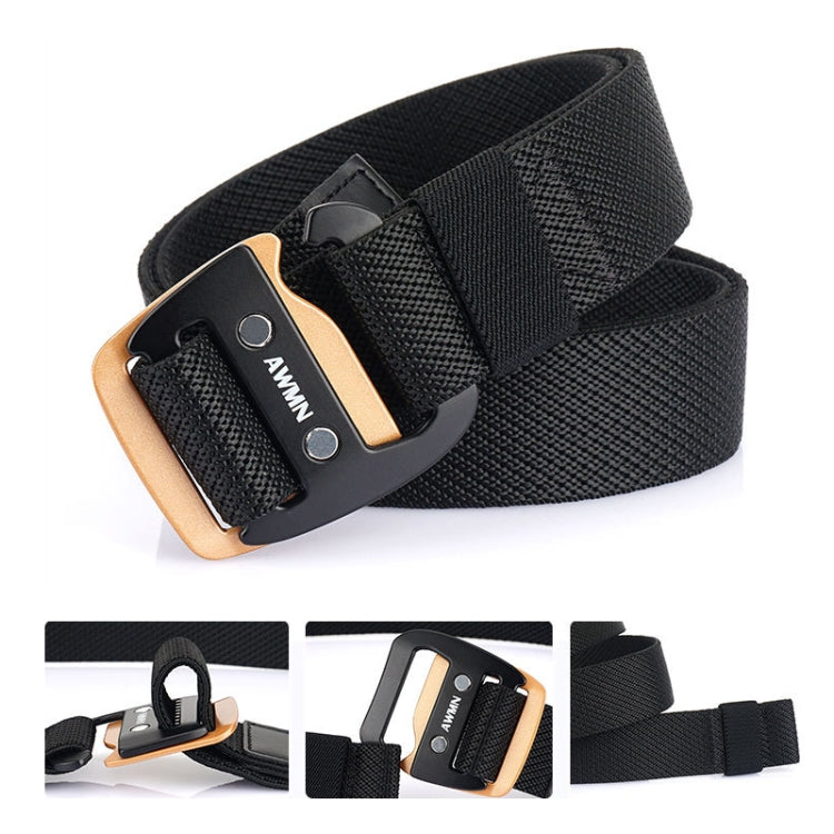 AWMN Cintura da uomo con fibbia sportiva in tessuto elasticizzato casual, lunghezza:, 120cm