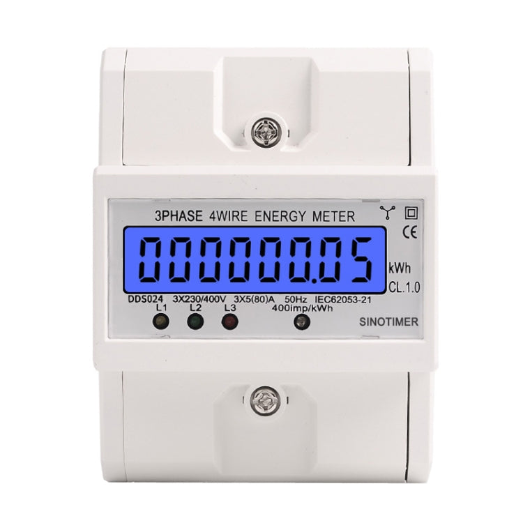 SINOTIMER Contatore elettrico a binario con display retroilluminato trifase 5-100A 400V, DDS024, DDS024T
