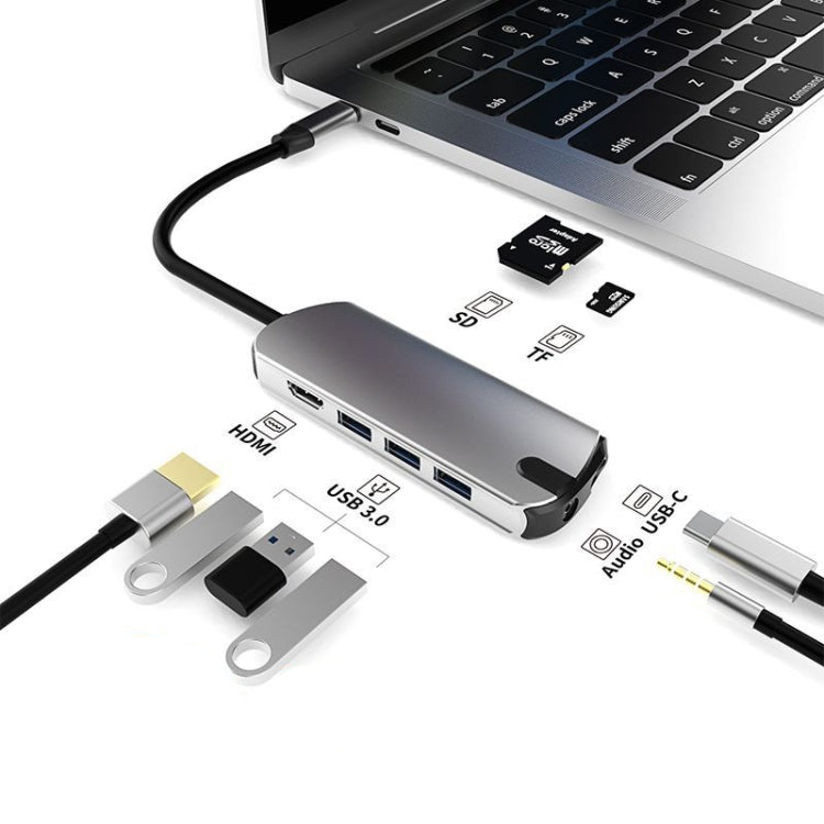 Dock USB Hub 8 in 1 con HDMI, lettore SD/TF e audio 3,5 mm