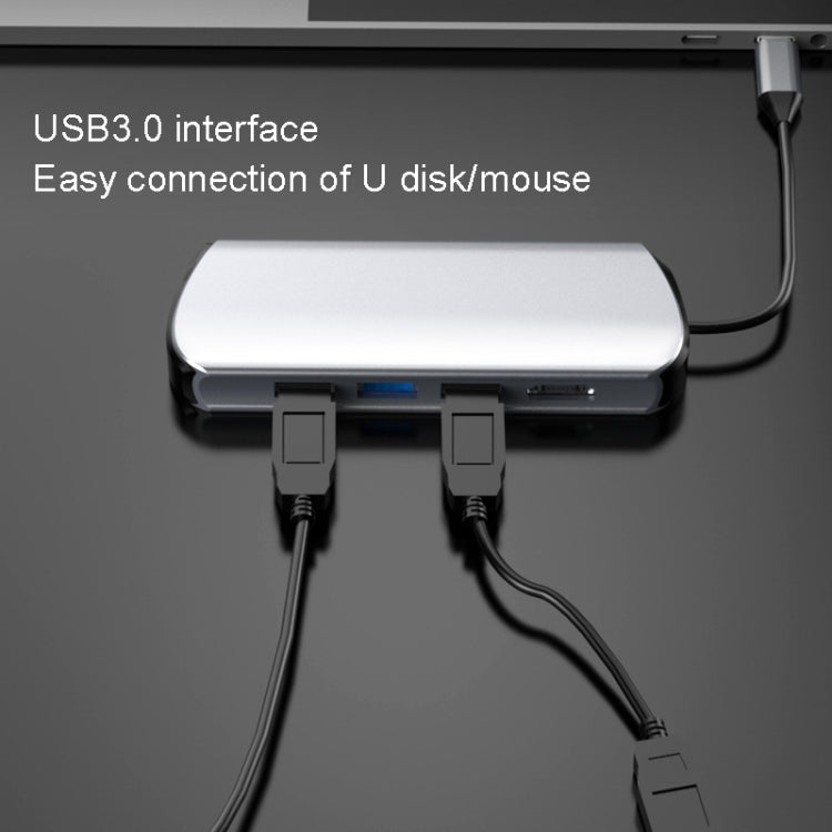 Dock USB Hub 8 in 1 con HDMI, lettore SD/TF e audio 3,5 mm