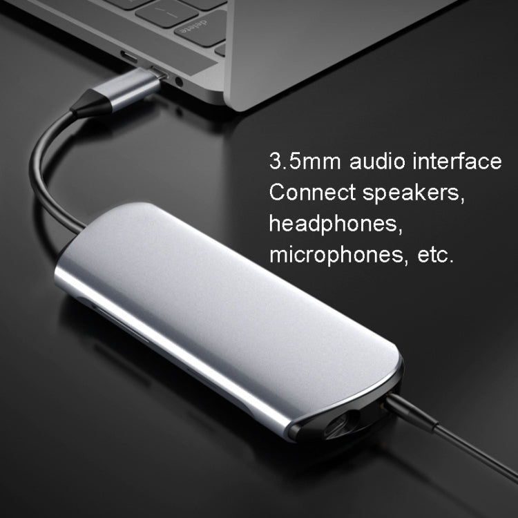 Dock USB Hub 8 in 1 con HDMI, lettore SD/TF e audio 3,5 mm