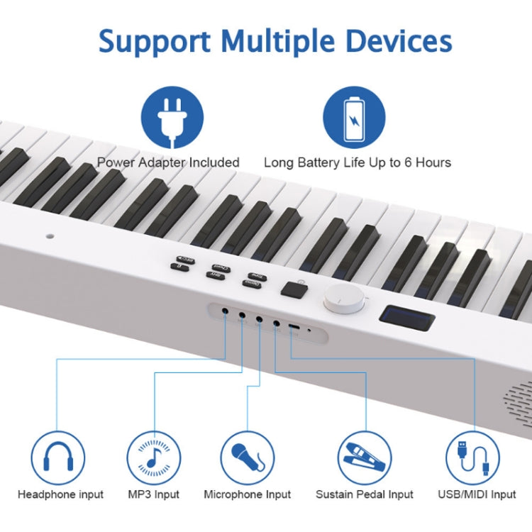 Piano elettrico pieghevole portatile a 88 tasti