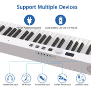 Piano elettrico pieghevole intelligente portatile a 88 tasti, spina europea, PJ88C White, PJ88C Black, PJ88CD Black With Light