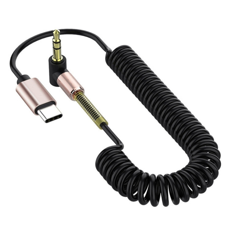 5PCS Tipo-c/USB-c a 3,5 mm Cavo adattatore audio per auto con molla a gomito maschio, lunghezza cavo: 1,5 m