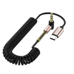 5PCS Tipo-c/USB-c a 3,5 mm Cavo adattatore audio per auto con molla a gomito maschio, lunghezza cavo: 1,5 m
