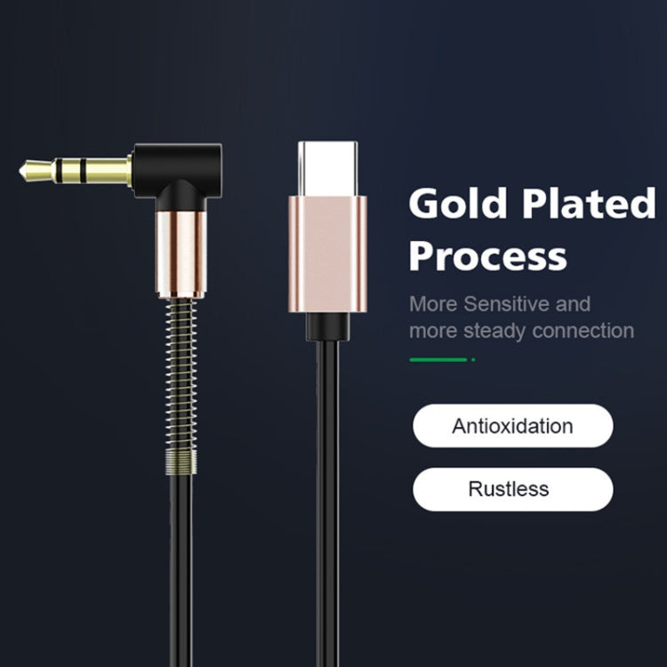 5PCS Tipo-c/USB-c a 3,5 mm Cavo adattatore audio per auto con molla a gomito maschio, lunghezza cavo: 1,5 m