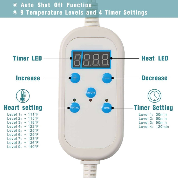 Pad riscaldante per fisioterapia con riscaldamento a infrarossi lontano lavabile in lavatrice intelligente, specifiche della spina:, EU Plug, US Plug