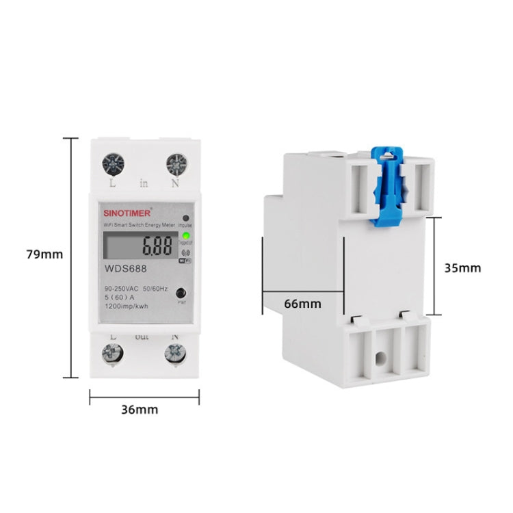 Misuratore di potenza monofase WiFi 5-60A 230V WDS688