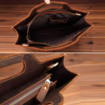 Cartella da lavoro portatile a tracolla vintage in pelle, Business Briefcase