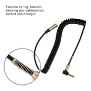 Linea audio retrattile a molla a gomito maschio-femmina da 5 mm da 3,5 mm, lunghezza del cavo: 1,5 m