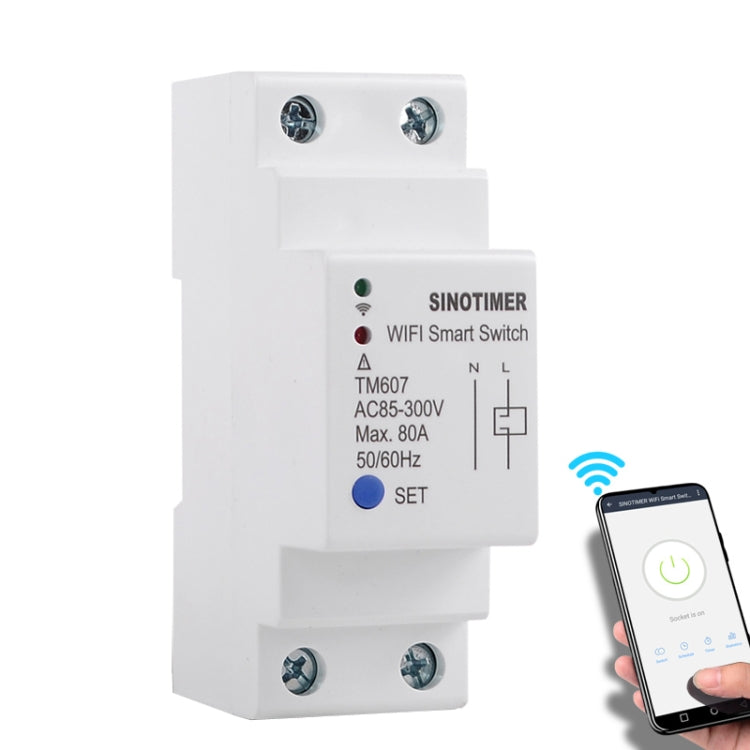 SINOTIMER TM607 Smart WiFi Timer Mobile App Home Rail Remote Control Time Switch 80A 85-300V, TM607