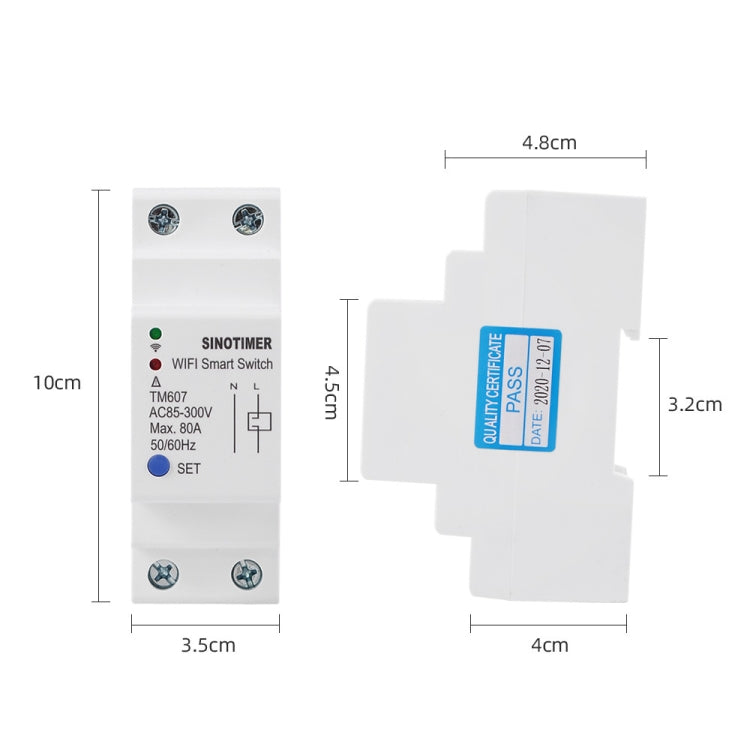 SINOTIMER TM607 Timer WiFi intelligente App mobile Home Rail Interruttore orario di controllo remoto 80A 85-300V, TM607