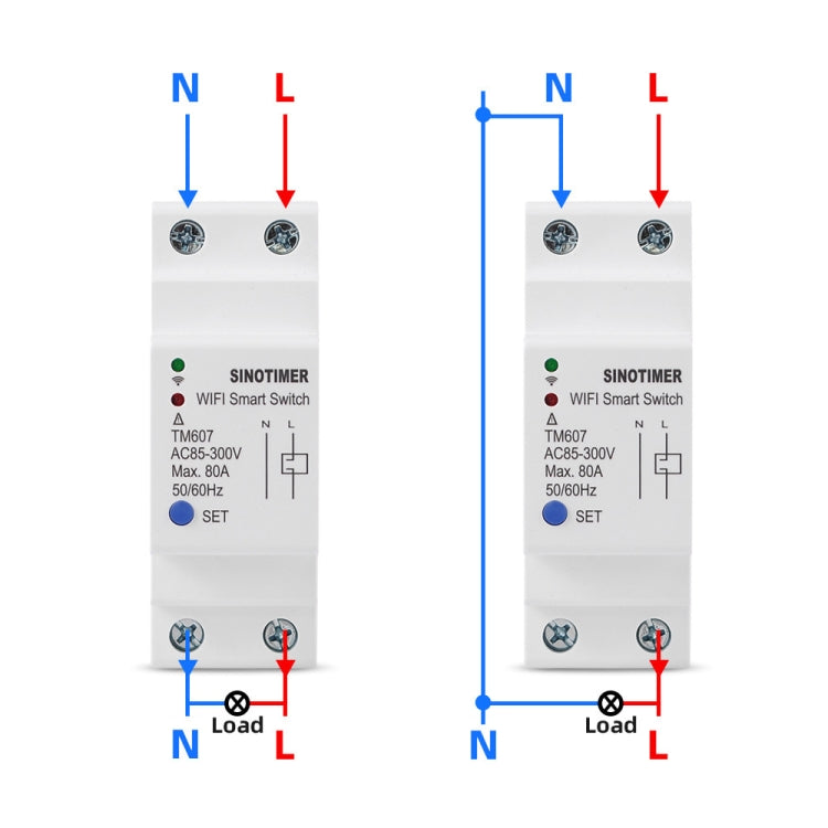 SINOTIMER TM607 Timer WiFi intelligente App mobile Home Rail Interruttore orario di controllo remoto 80A 85-300V, TM607