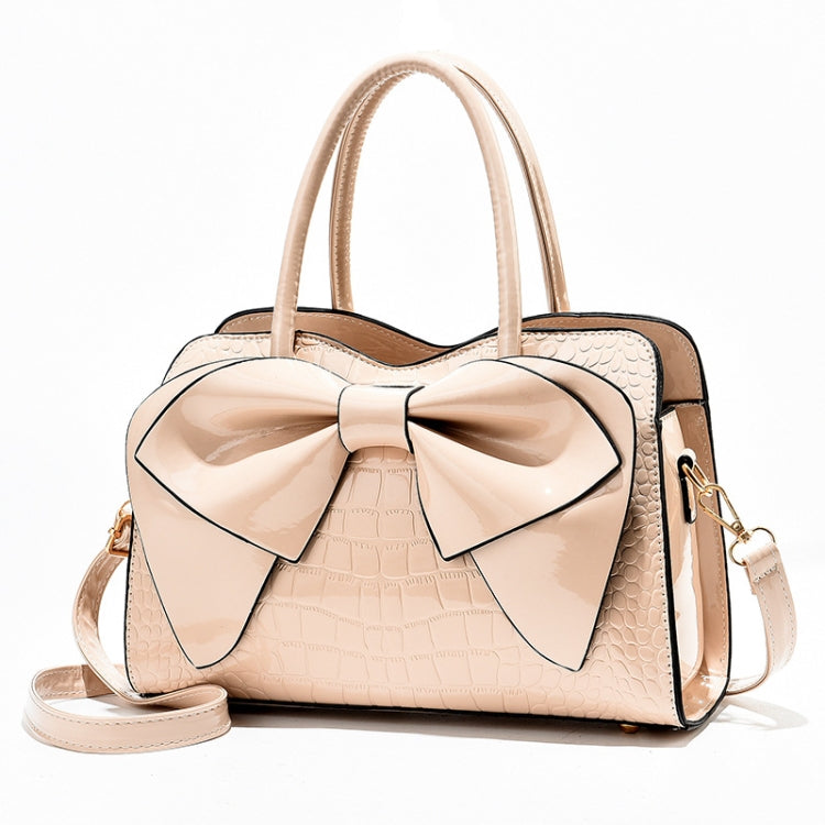 8111 Borsa da donna in pelle lucida con fiocco, Yellow, Red Wine, Khaki, Blue, Black, Light Green, Pink