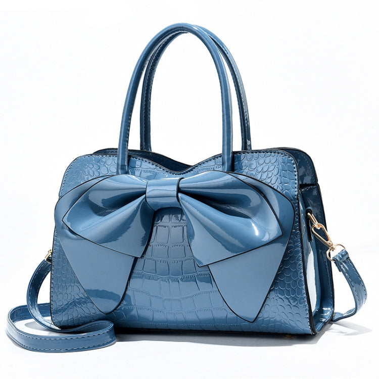 8111 Borsa da donna in pelle lucida con fiocco, Yellow, Red Wine, Khaki, Blue, Black, Light Green, Pink