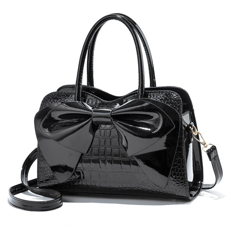 8111 Borsa da donna in pelle lucida con fiocco, Yellow, Red Wine, Khaki, Blue, Black, Light Green, Pink