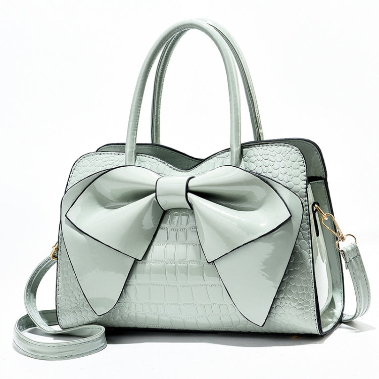 8111 Borsa da donna in pelle lucida con fiocco, Yellow, Red Wine, Khaki, Blue, Black, Light Green, Pink